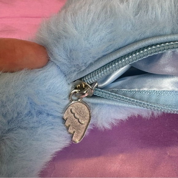 Fluffy Blue Handbag with Rhinestone Hello Kitty Design - Picture 7 of 11